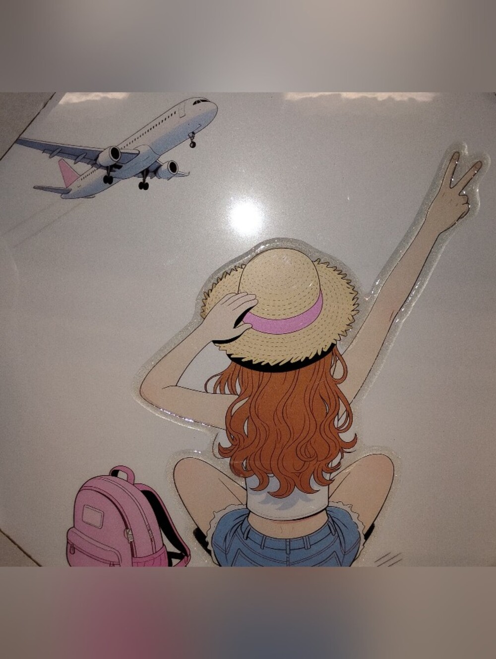 Summer Straw Hat - Blonde Girl with Pink Accent Wall Art Canvas